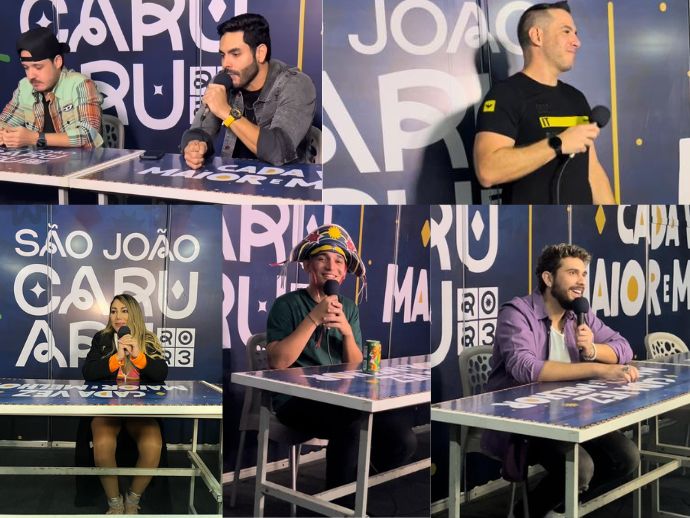 Papo com os artistas que se apresentaram no Pátio de Eventos, em Caruaru