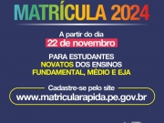 Governo de Pernambuco inicia matrículas para o ano letivo de 2024