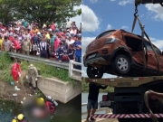 Motorista morre ao perder controle de veículo e cair da ponte do Cumbe, no Agreste